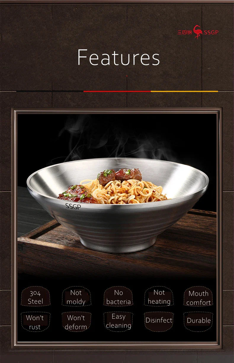 Stainless Steel Ramen Bowl 1.4L Insulating Christmas Gift - Tophatter Daily Deals