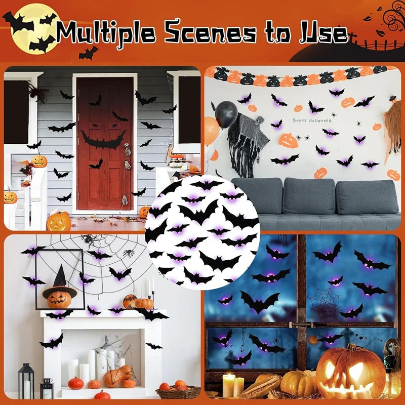LED Bat Wall Stickers Green 3D Halloween Decor 2025 - Tophatter Daily Deals