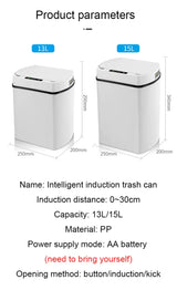 Smart Sensor Trash Can Rectangular Kitchen Bathroom - Tophatter Daily Deals