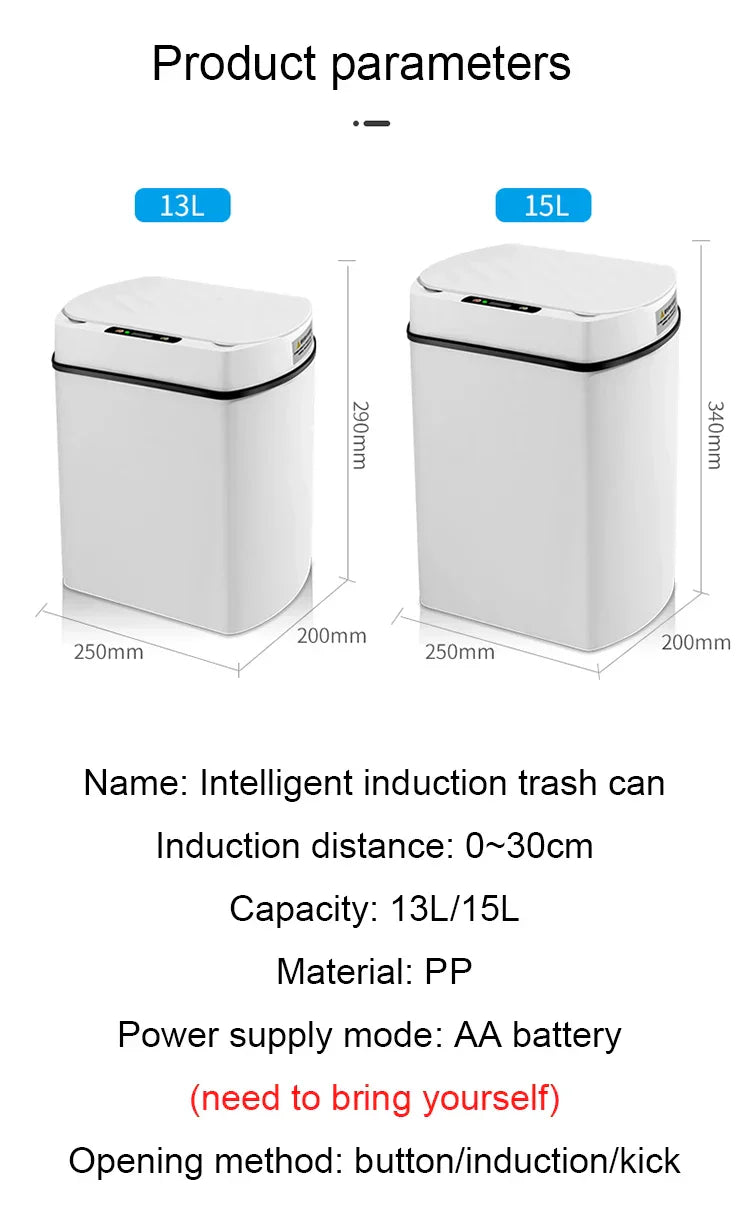 Smart Sensor Trash Can Rectangular Kitchen Bathroom - Tophatter Daily Deals