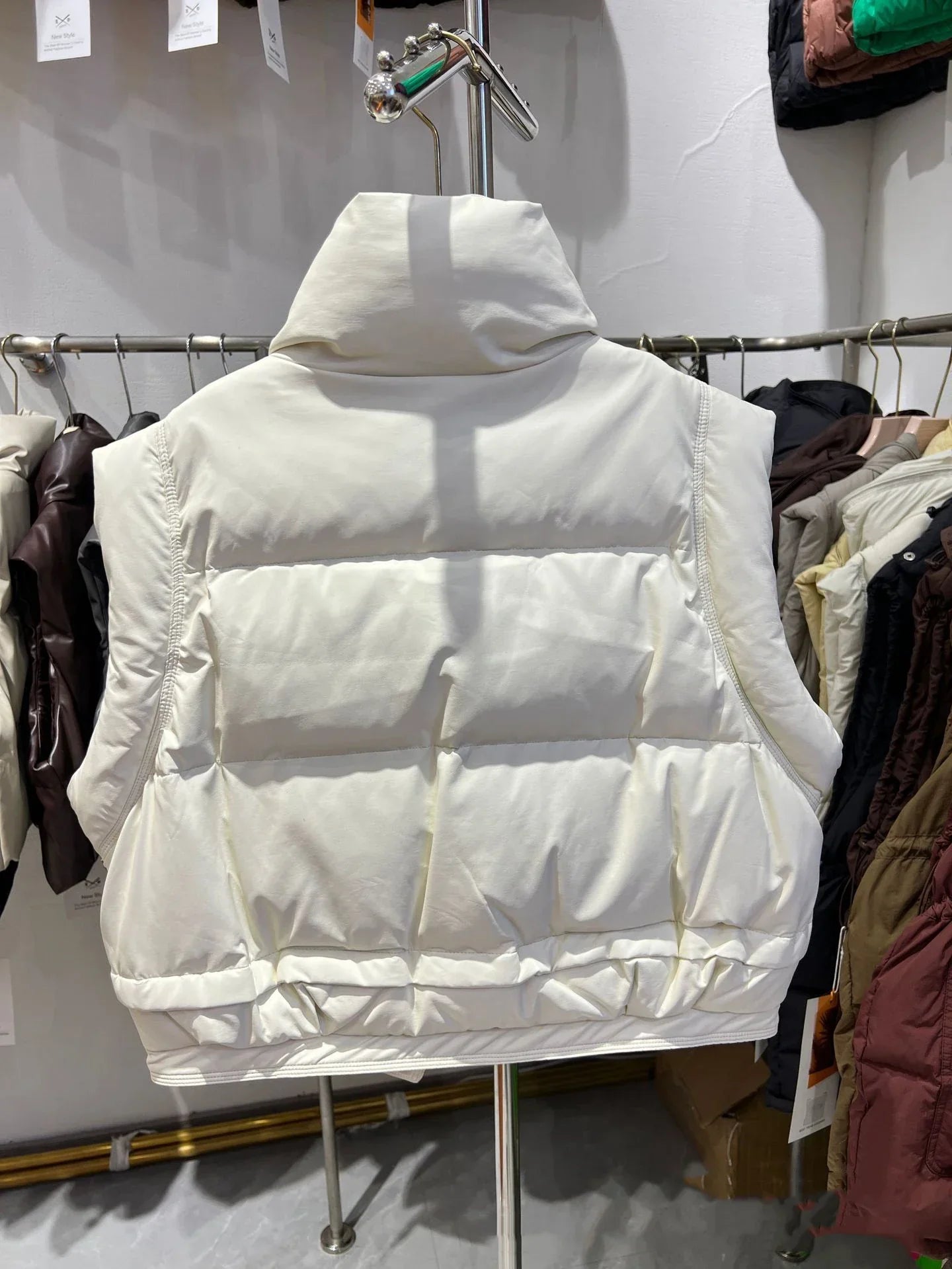 Warm Women’s Down Vest - Cropped Boxy, PU, Winter Layering - Tophatter Daily Deals