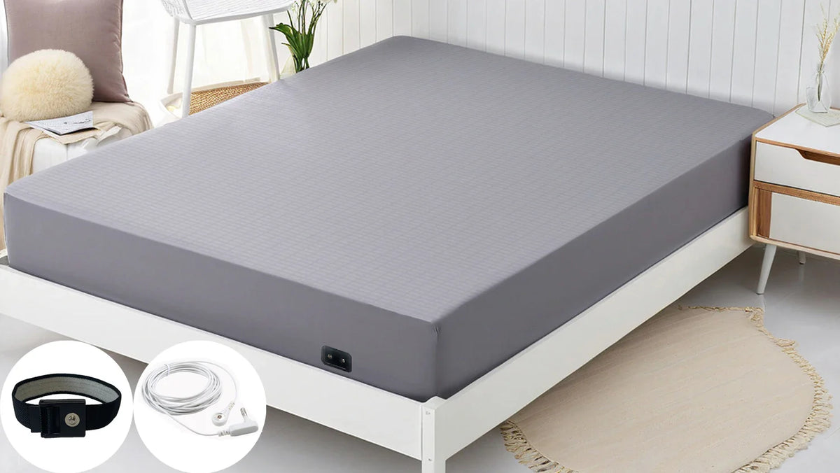 Earthing Fitted Sheet Grounding Silver Fiber Mattress Grey with AU plug - Tophatter Daily Deals