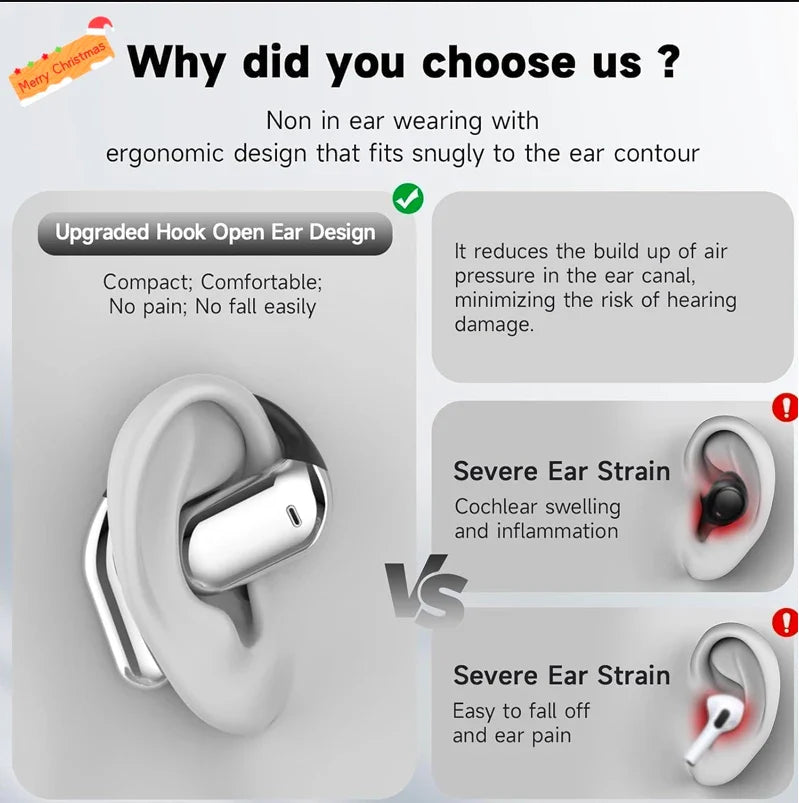 AI Translation Open Ear Earbuds With LCD Touch Screen - Tophatter Daily Deals