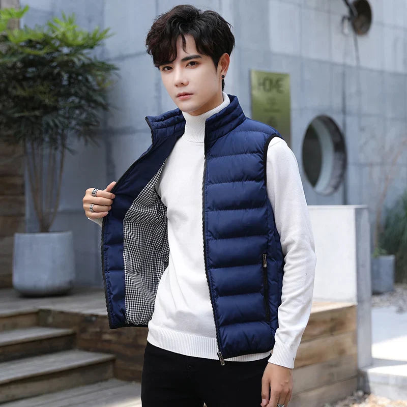 Insulating Men's Puffer Vest - Quilted Cotton Blend, Winter - Tophatter Daily Deals