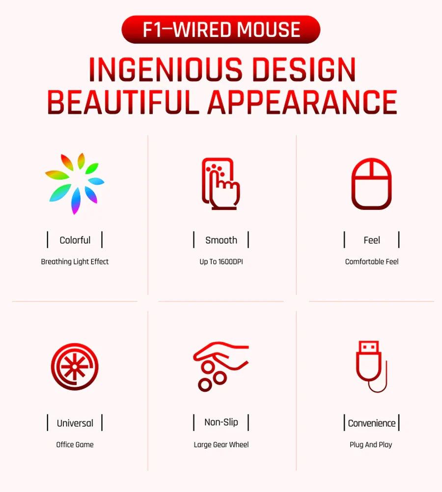 Wired RGB Gaming Mouse 3 Button USB Precision Office - Tophatter Daily Deals