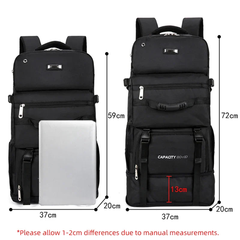 90L Large-Capacity Hiking Travel Backpack Black Backpacks - Tophatter Daily Deals