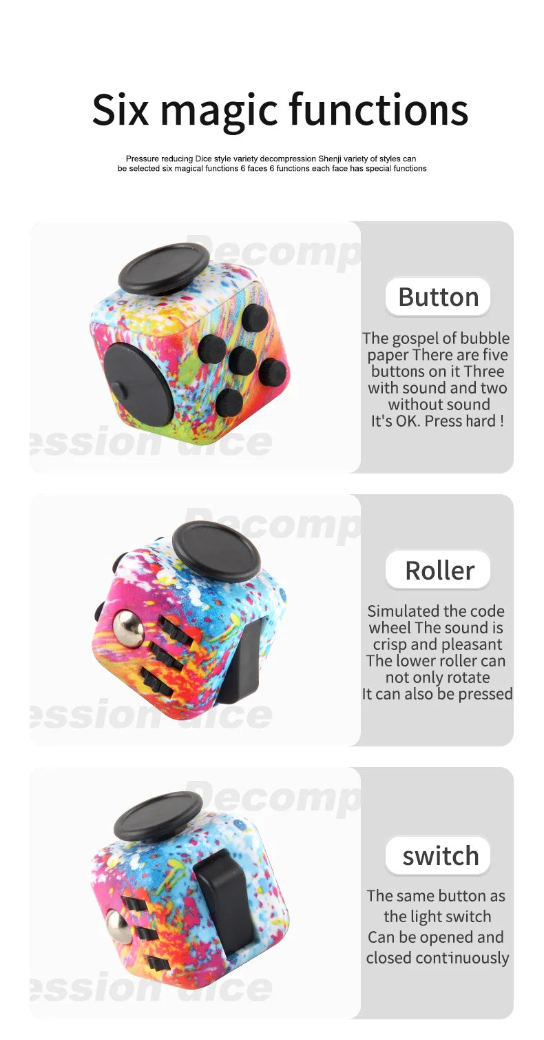 Fidget Cube Stress Relief Toy Sensory Dice For Focus - Tophatter Daily Deals
