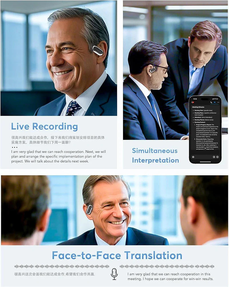 AI Real Time Translator Earbuds 144 Languages ANC Business - Tophatter Daily Deals