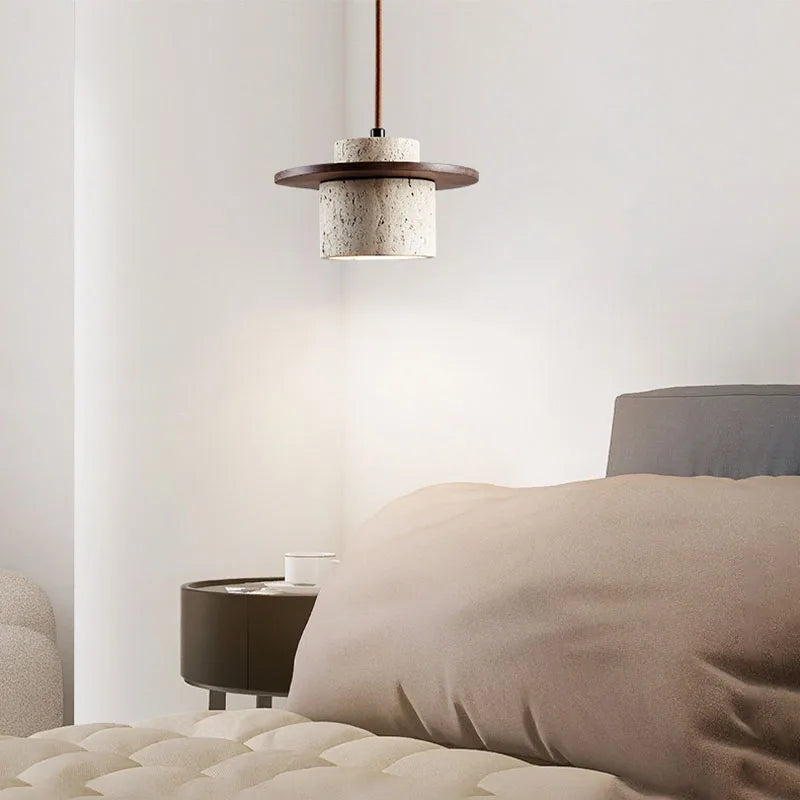 Japandi Wabi Sabi Stone Pendant Light Rustic Bedroom Cafe Lamp - Tophatter Daily Deals
