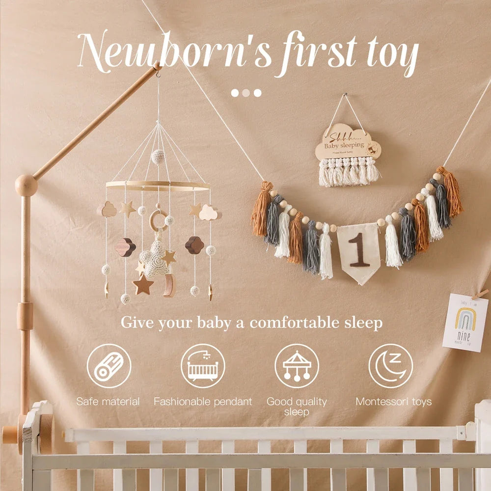Wooden Baby Mobile With Music Box Newborn Sensory Toys - Tophatter Daily Deals