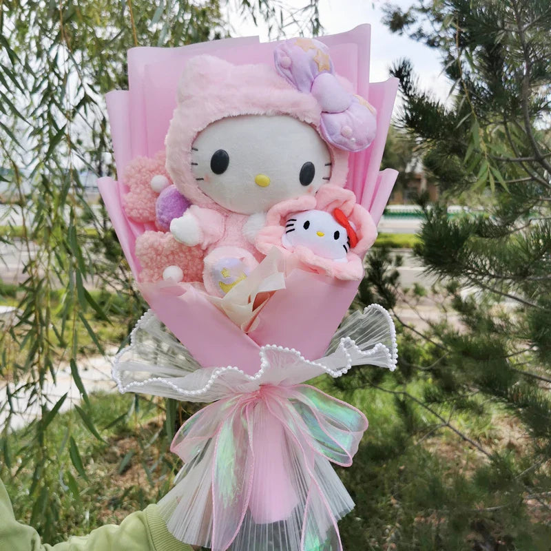 Sanrio Kuromi Cinnamoroll My Melody Hello Kitty Plush Bouquet Hello Kitty (Baby Pink) Flowers - Tophatter Daily Deals