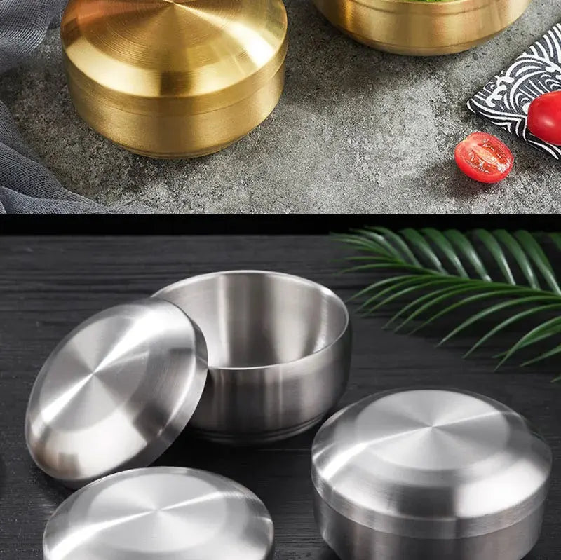 Stainless Steel Double Layer Rice Bowl With Lid Insulated - Tophatter Daily Deals