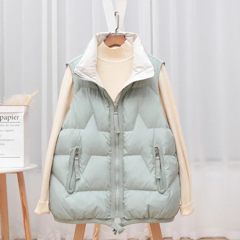 Lightweight Women’s Puffer Vest - Short Relaxed, Duck Down Mint - Tophatter Daily Deals