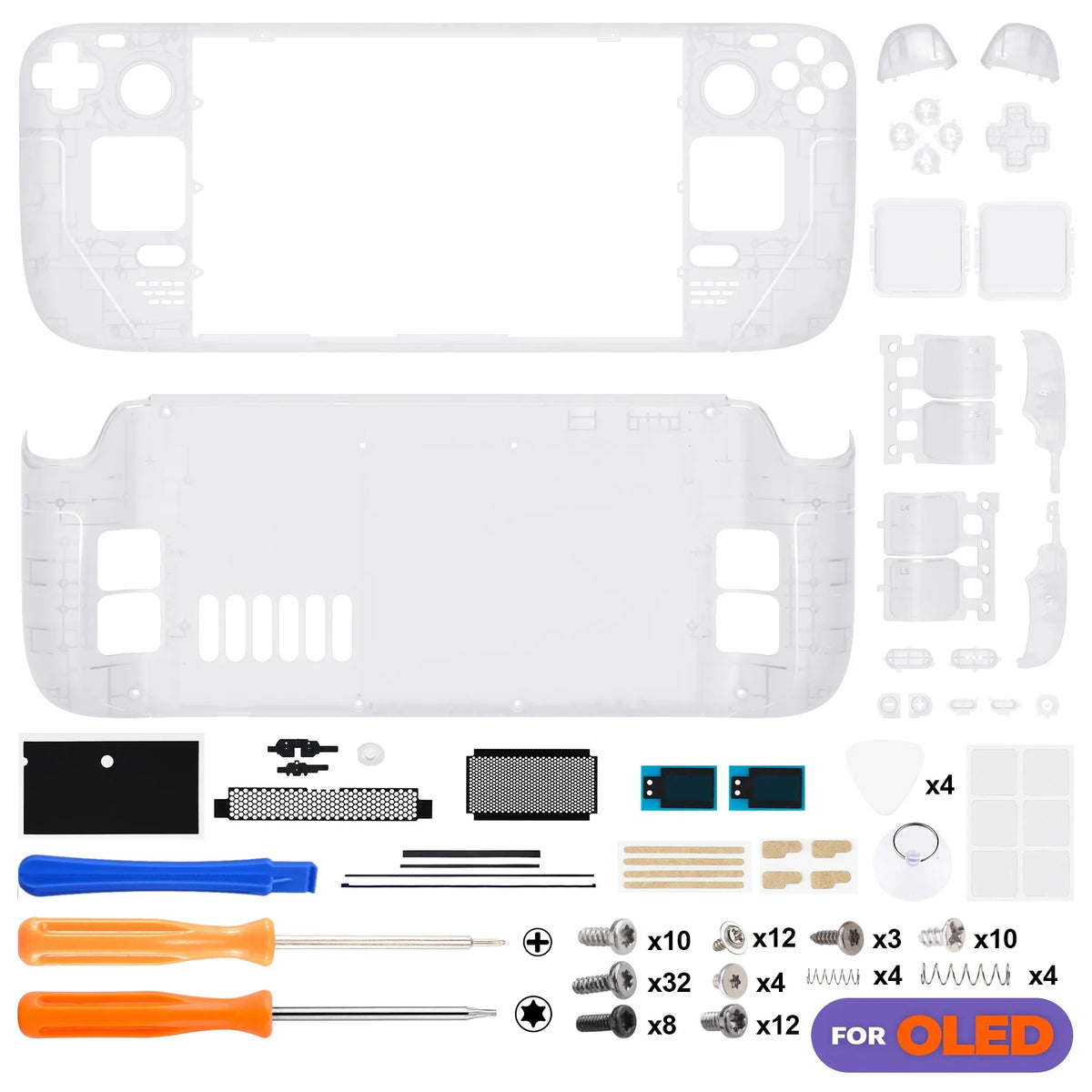 Steam Deck OLED Replacement Housing Kit Clear Shell Clear - Tophatter Daily Deals