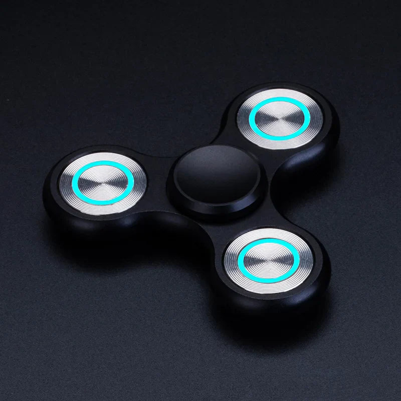 Fidget Spinner Luminous Metal Triangle EDC Desk Focus Toy Black - Tophatter Daily Deals