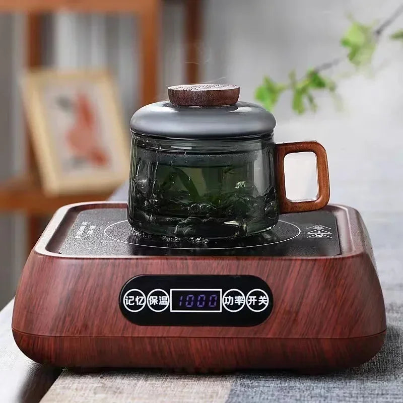 200ml Tea Infuser Cup Heat Resistant Glass Mug Wood Handle - Tophatter Daily Deals