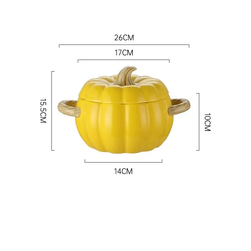 Ceramic Soup Pot Pumpkin Lid Porcelain Large Fall 2025 Yellow - Tophatter Daily Deals