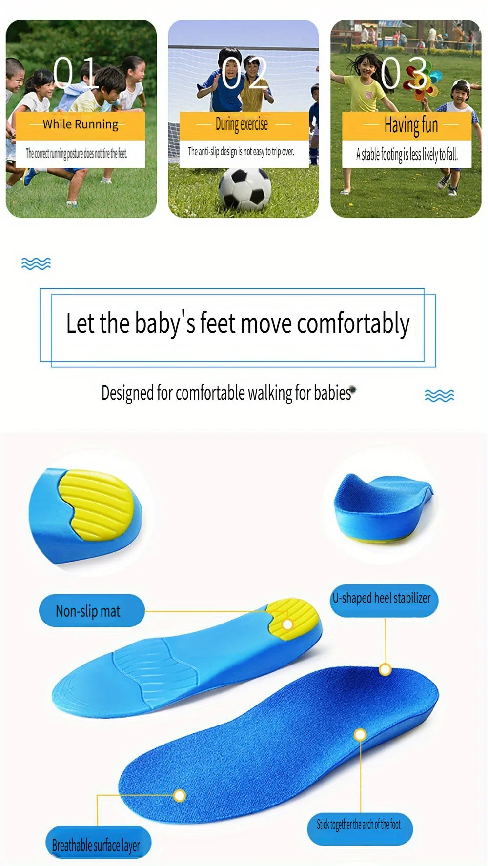 Kids Orthotic Insoles High Arch Support Sports Comfort Plantar Fascia Insole - Tophatter Daily Deals