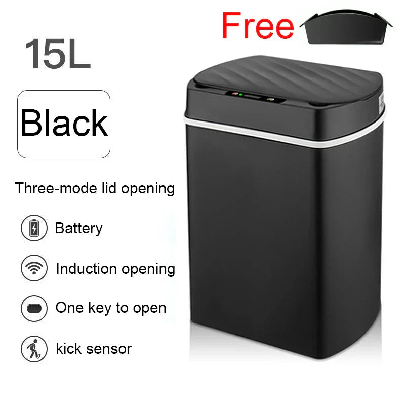 Smart Sensor Trash Can Rectangular Kitchen Bathroom 15-black - Tophatter Daily Deals