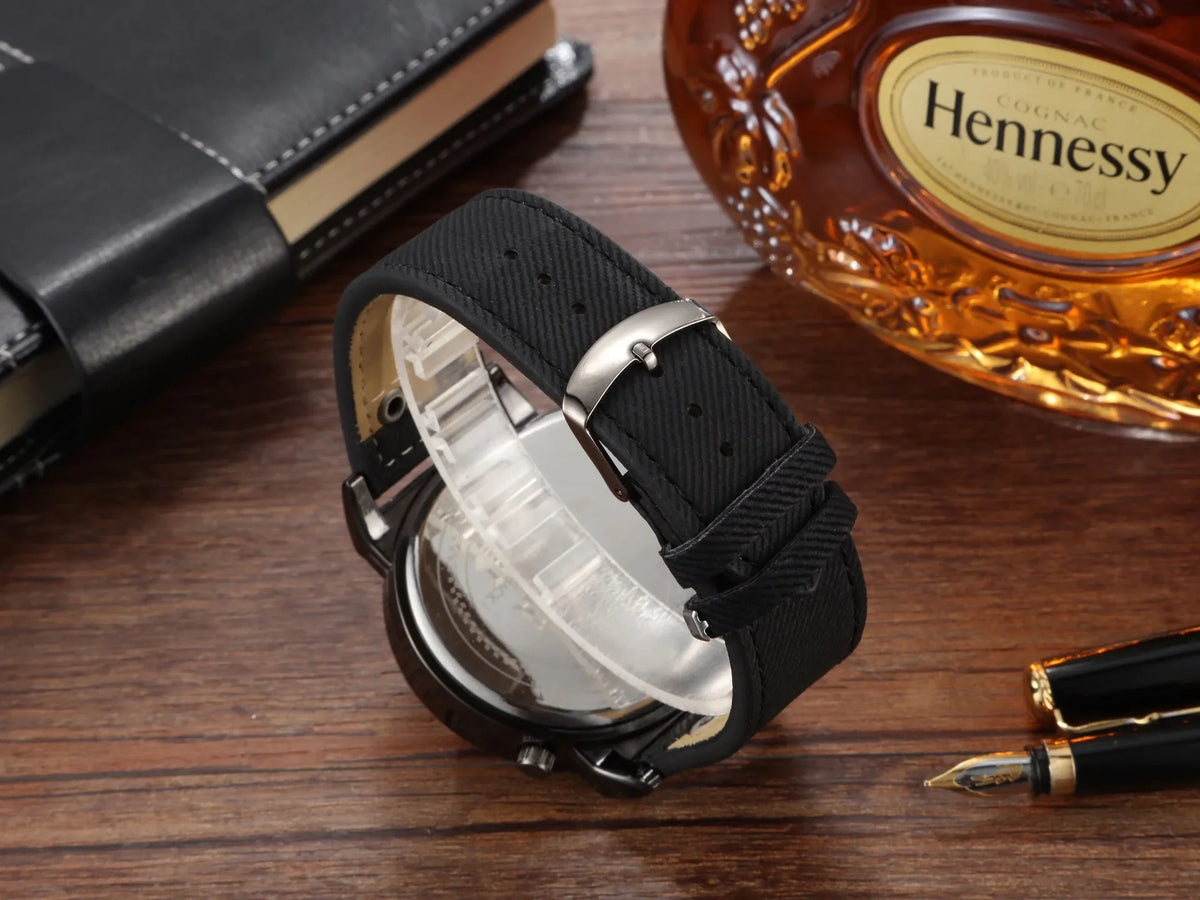 Quartz Sport Watch With Fabric Strap Irregular Alloy Case - Tophatter Daily Deals