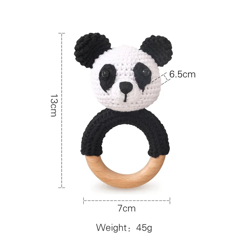 Crochet Bear Teether Rattle Ring Newborn Sensory Toys Panda - Tophatter Daily Deals