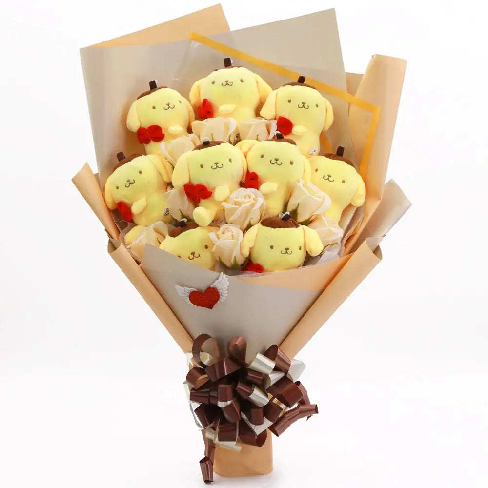 Sanrio Kawaii Plush Bouquet Cute Soft Stuffed Toys PomPomPurin Flowers - Tophatter Daily Deals
