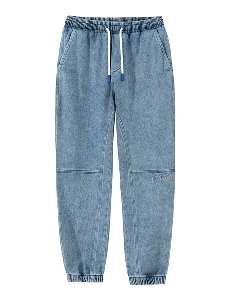 Lightweight Men’s Jogger Jeans - Baggy Tapered Cotton Blend Blue - Tophatter Daily Deals