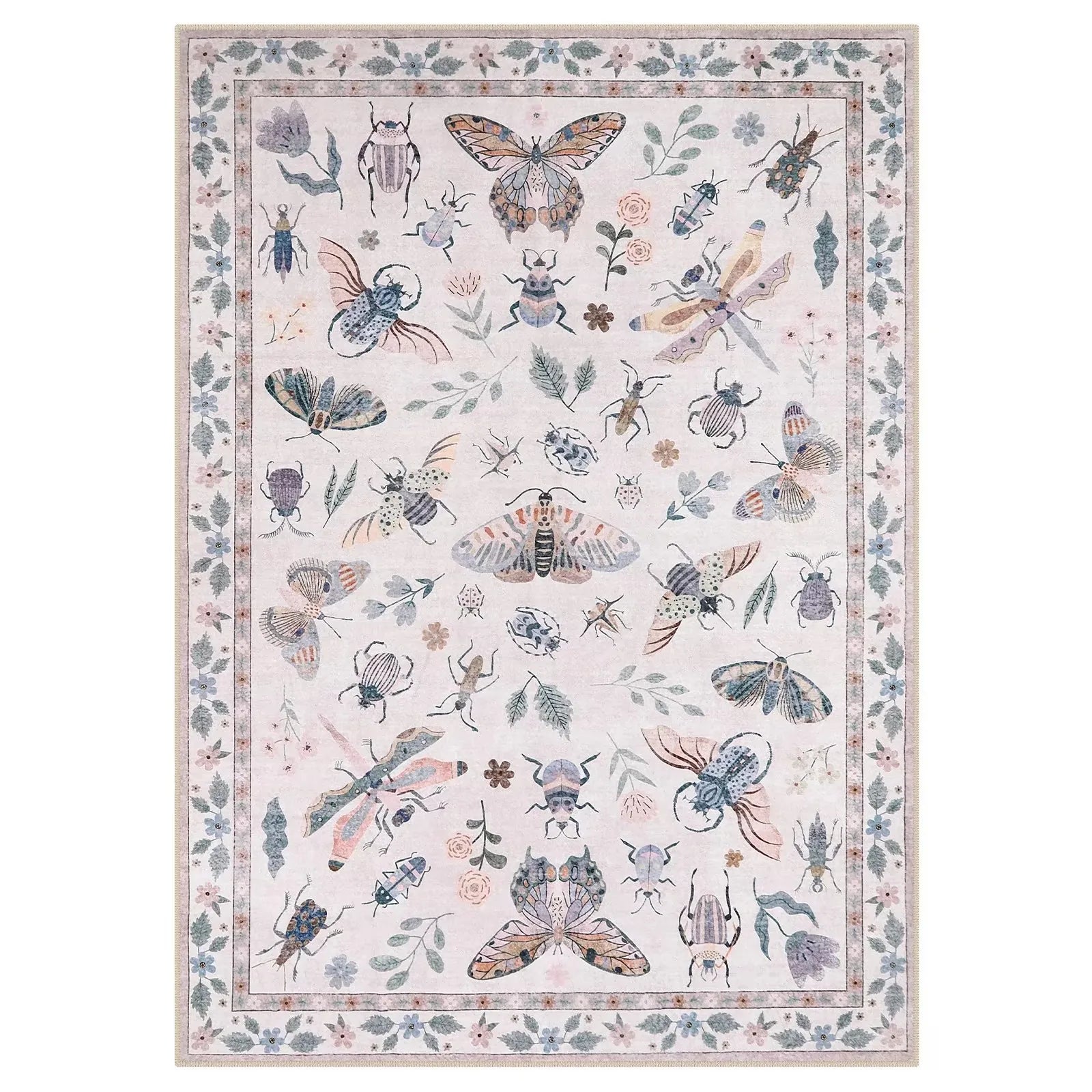 Insect Print Area Rug Teal Washable Non Slip Living Room - Tophatter Daily Deals