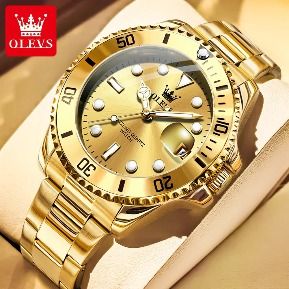 Quartz Watch Stainless Steel Date Classic Dress Watch Gift All Gold - Tophatter Daily Deals