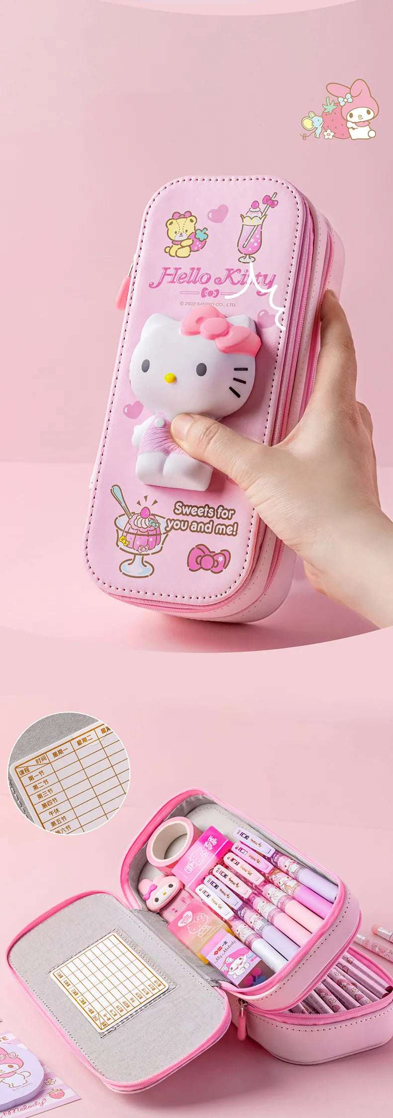 Sanrio Zipped Pencil Case Kawaii Hello Kitty Cinnamoroll My Melody Anime - Tophatter Daily Deals