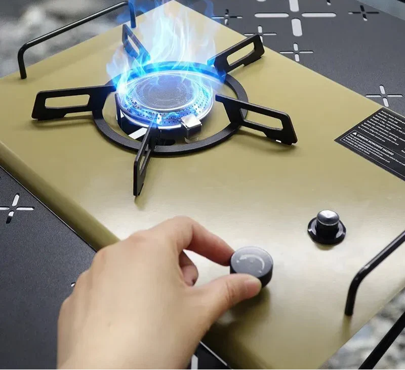 Camping Gas Stove Folding Burner with IGT Table Khaki Camp Cooking - Tophatter Daily Deals