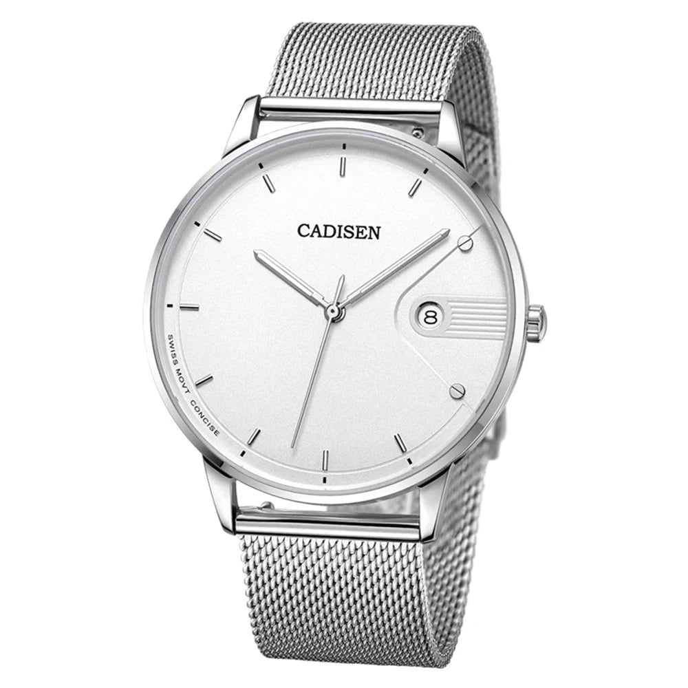 Ultra Thin Swiss Quartz Mesh Strap Watch 7mm Sapphire White - Tophatter Daily Deals