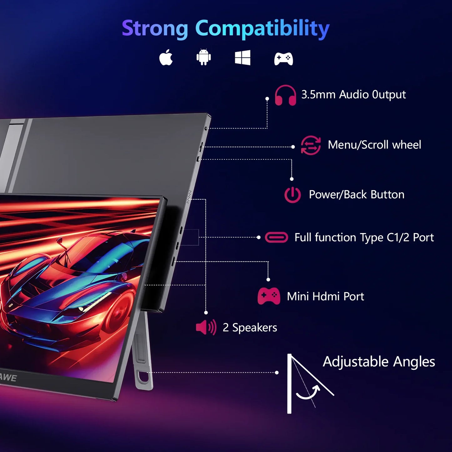 16 Inch 120Hz Portable Monitor 1920x1200 HDR Holiday Gift - Tophatter Daily Deals