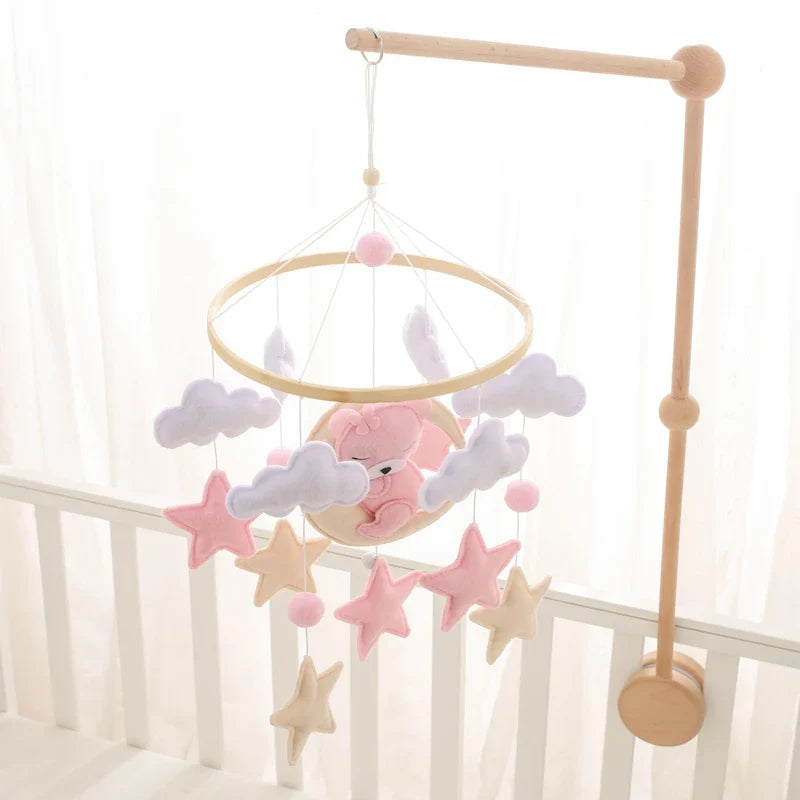Wooden Crib Mobile Felt Bear Musical Newborn Sensory Toys - Tophatter Daily Deals