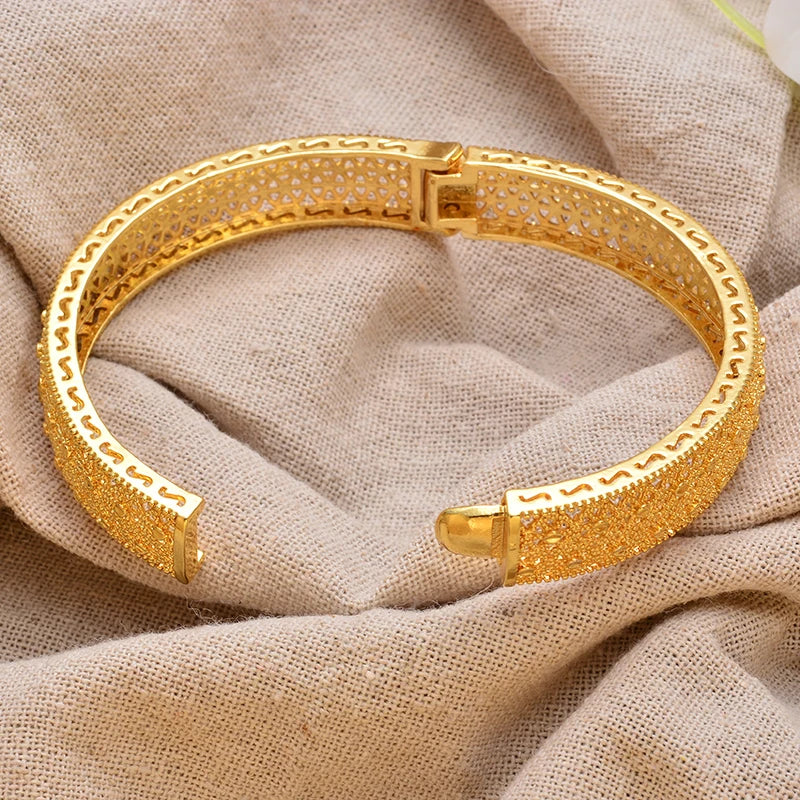 Gold Plated Bangles Luxury Arabic Wedding Bracelet - Tophatter Daily Deals