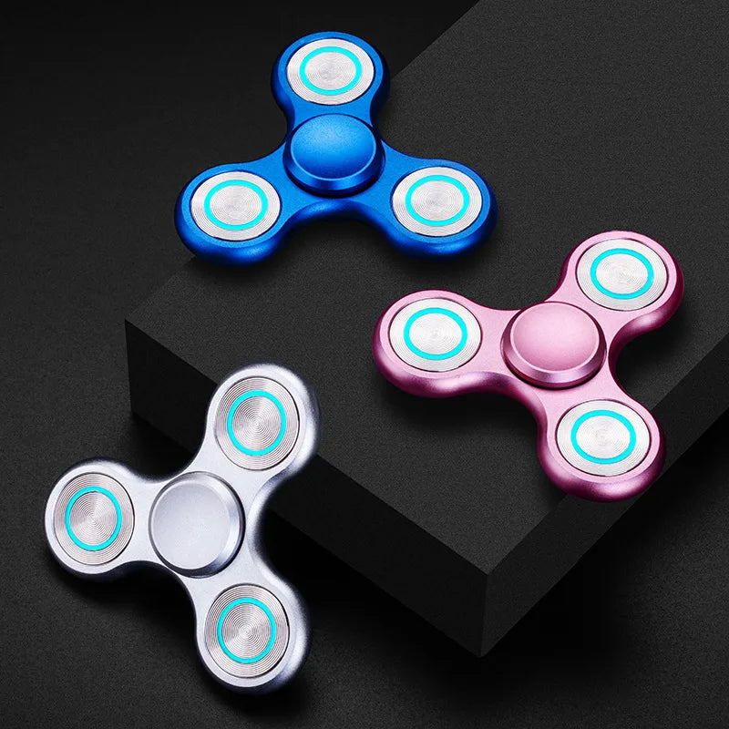 Fidget Spinner Luminous Metal Triangle EDC Desk Focus Toy - Tophatter Daily Deals