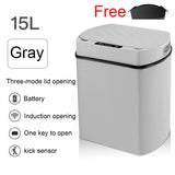 Smart Sensor Trash Can Rectangular Kitchen Bathroom 15-gray - Tophatter Daily Deals