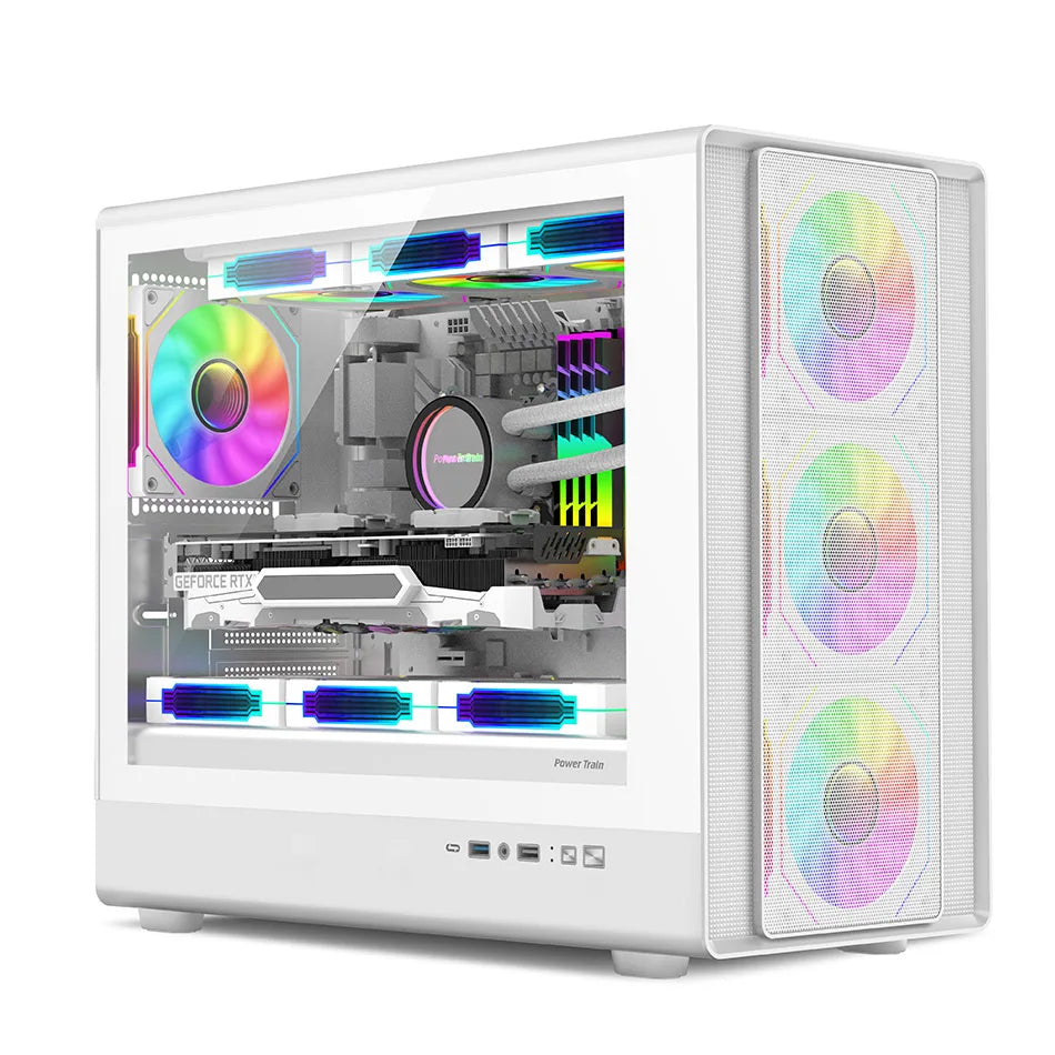 Mini ITX PC Case Tempered Glass 360mm Water Cooling White - Tophatter Daily Deals