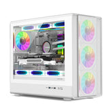 Mini ITX PC Case Tempered Glass 360mm Water Cooling White - Tophatter Daily Deals