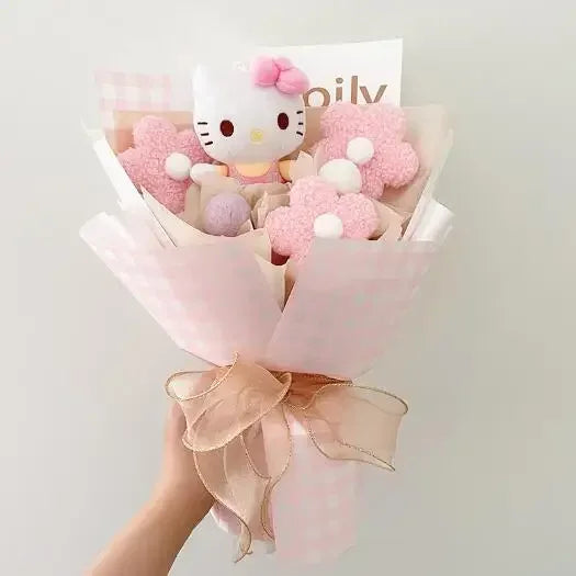 Sanrio Plush Bouquet My Melody Kuromi Cinnamoroll Hello Kitty Baby Pink Flowers - Tophatter Daily Deals
