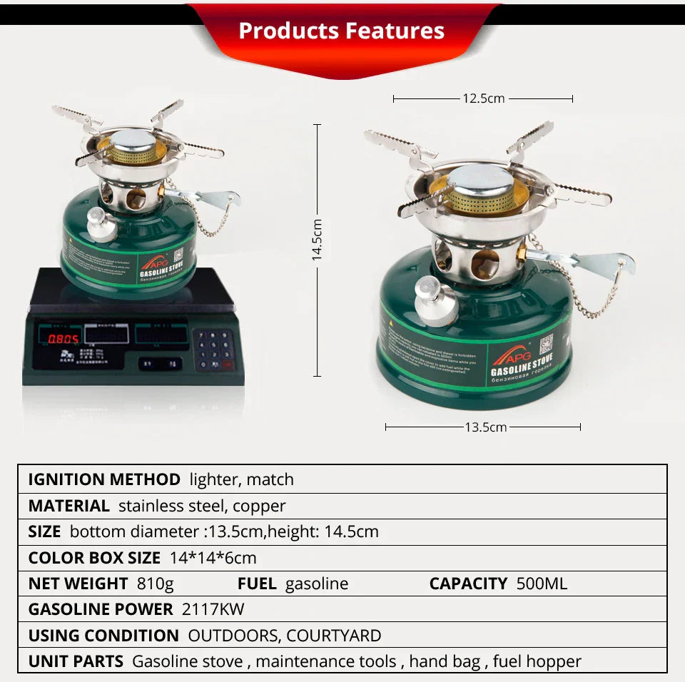 Camping Gasoline Stove with Silencer Green Camp Cooking - Tophatter Daily Deals