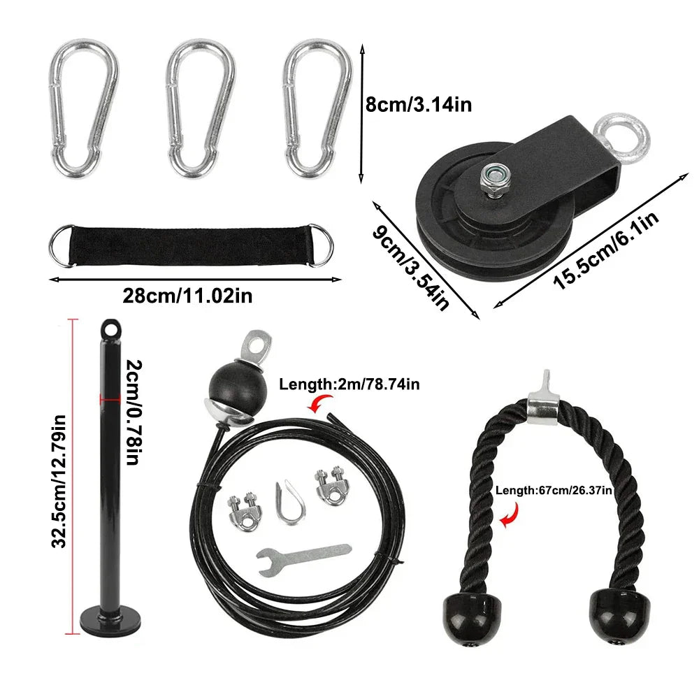 Pulley Cable System Pull Down Lift Attachment Black Fitness - Tophatter Daily Deals