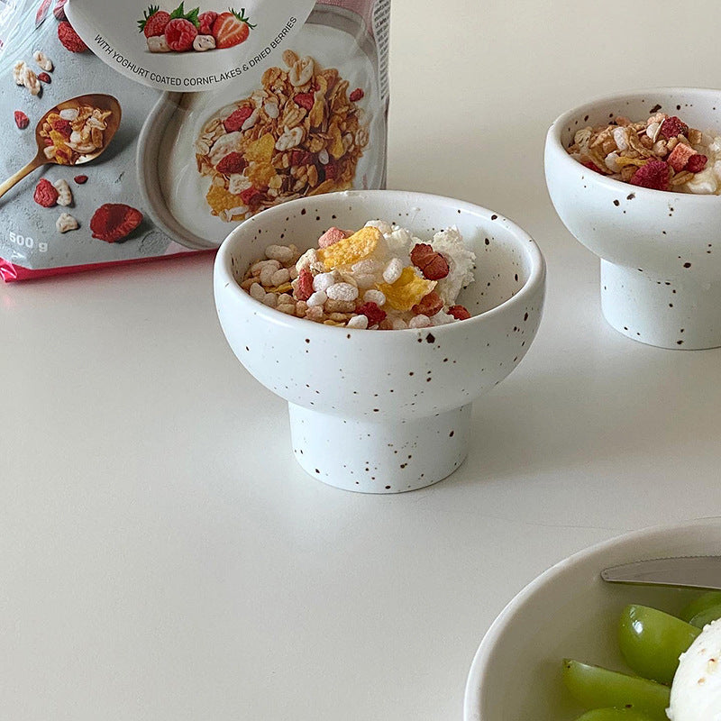 Ceramic Bowl 4 Inch Speckled White Retro Microwave Safe - Tophatter Daily Deals