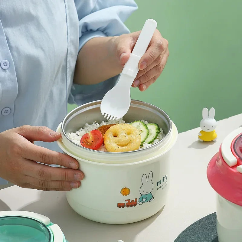 Miffy Round Double Stainless Steel Insulated Lunch Box 900ml Animals - Tophatter Daily Deals