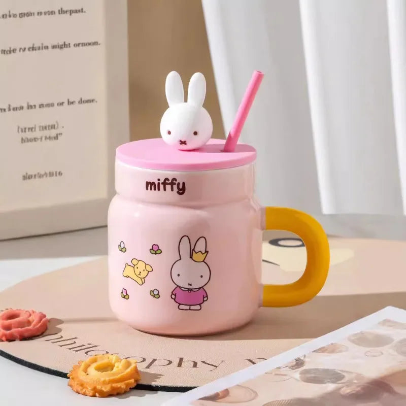 Miffy Ceramic Cup With Straw 540ml Animals - Tophatter Daily Deals
