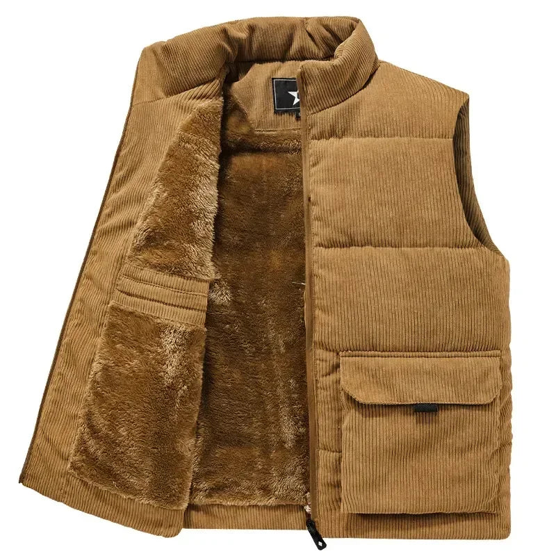 Insulating Mens Fleece Vest - Quilted Corduroy, Casual - Tophatter Daily Deals