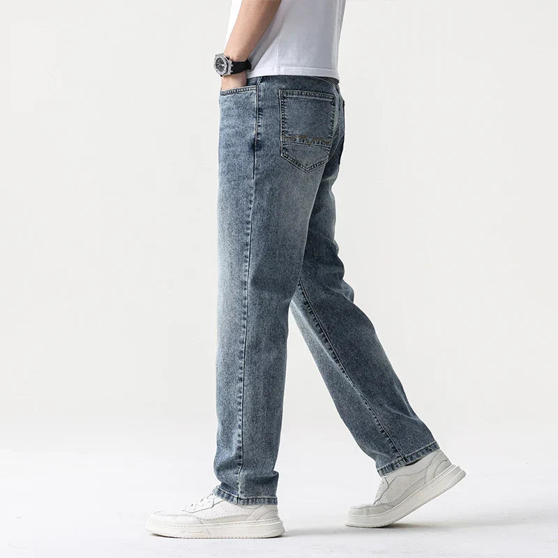 Oversized Men’s Wide Leg Jeans - Straight Lyocell, Casual - Tophatter Daily Deals