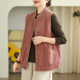 Soft Women's Corduroy Vest - Relaxed Sleeveless, Velvet Pink - Tophatter Daily Deals