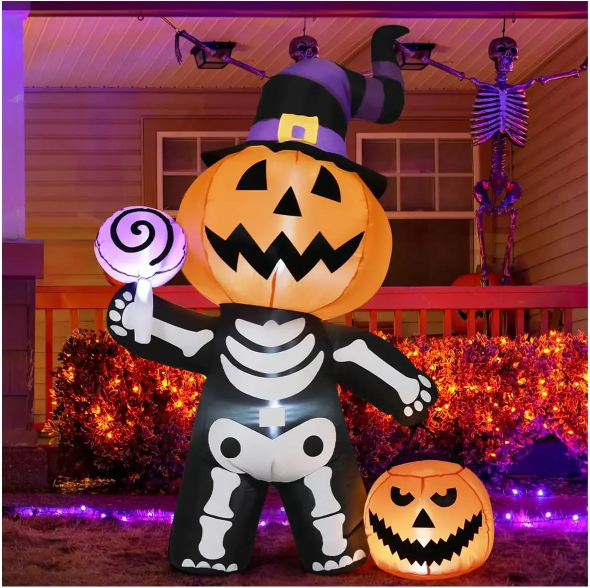 Halloween Inflatable 6ft Pumpkin Skull Yard Decor 2025 - Tophatter Daily Deals