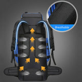 90L Waterproof Camping Backpack with Cover Blue Backpacks - Tophatter Daily Deals